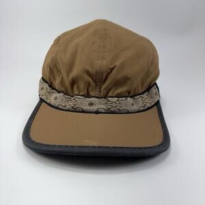 Kavu Strapcap Hat Tan Four Panel Patterned Nylon Strap Adjustable Size S